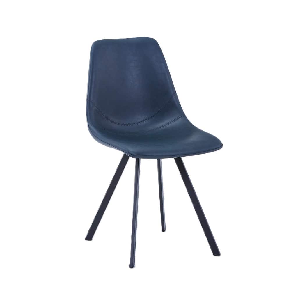 Markley Modern Ergonomic Leather Dining Chair with Black Steel Legs, Scratch-Resistant & Comfortable Kitchen Chair