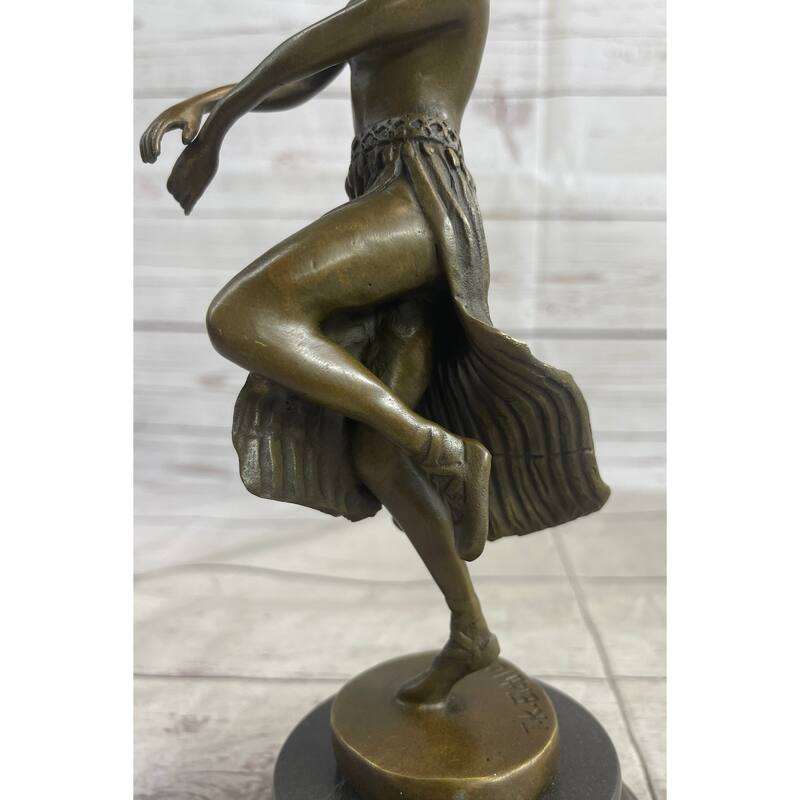 Topless Hawaiian Hula Dancer Girl Art Deco Bronze Sculpture Statue Figure 10 Inches X 4 Inches