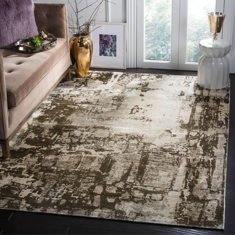 SAFAVIEH Handmade Mirage Kleopatra Modern Abstract Viscose Rug - 8' x 10' - Brown/Silver