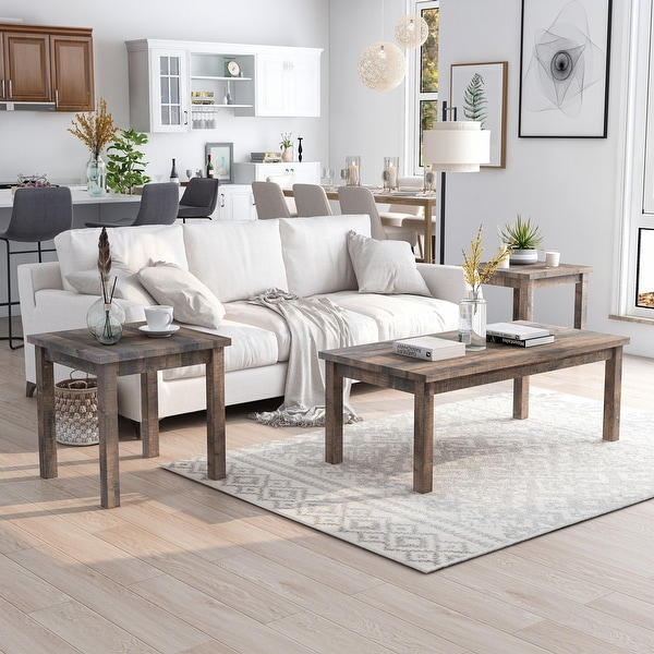 Transitional coffee top and end tables