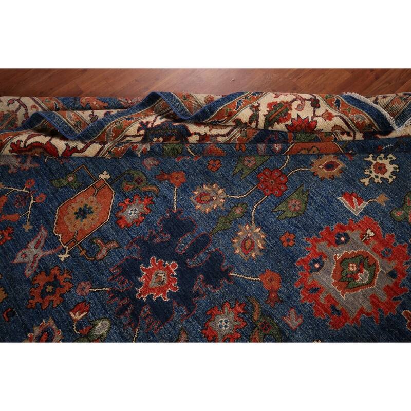 Blue Ziegler Vegetable Dye Area Rug Handmade Wool Carpet - 8'0" x 9'9"