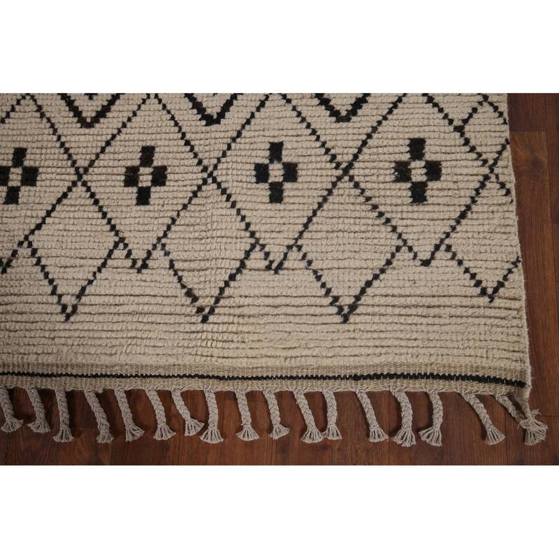Moroccan Oriental Area Rug Handmade Tribal Wool Carpet - 6'0"x 9'7"