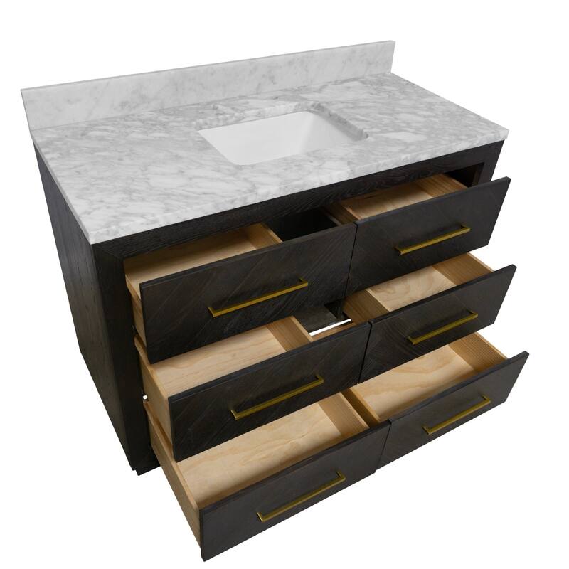 KitchenBathCollection Avery 48" Bathroom Vanity with Carrara Marble Top