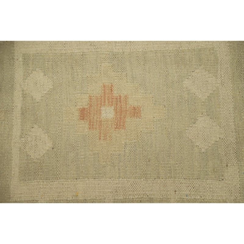 Hand Woven Oriental 100% Wool Carpet Southwestern Tribal Green Kilim Area Rug - 4' 10'' X 2' 10''