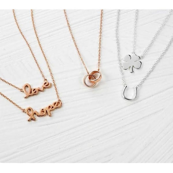 Circle Eternal Mother Daughter Couple Necklace Rose Gold Plated Silver Overstock