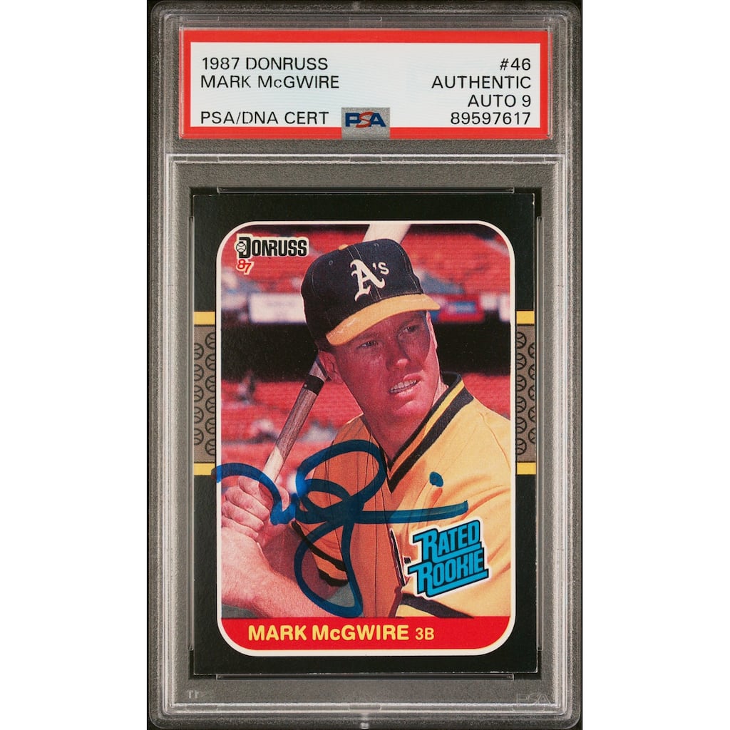 Mark McGwire 1987 Donruss Signed Baseball Rookie Card #46 Auto Graded PSA 9 7617 - 8'6" x 11'6"