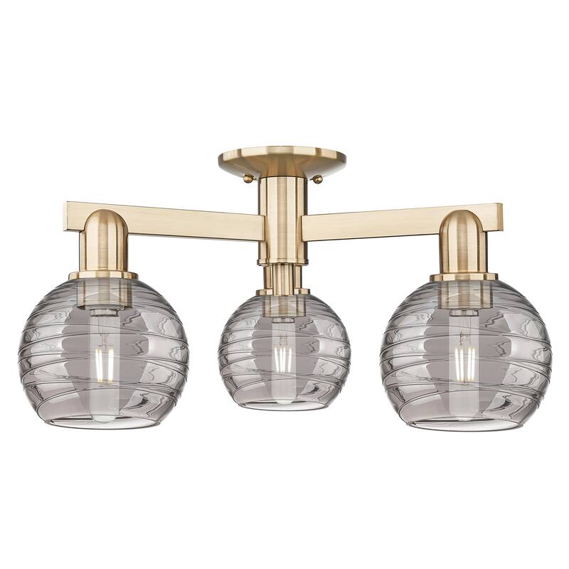 Innovations Lighting Downtown Urban - Athens Deco Swirl - 3 Light 23" Semi-Flush Mount - Champagne Bronze