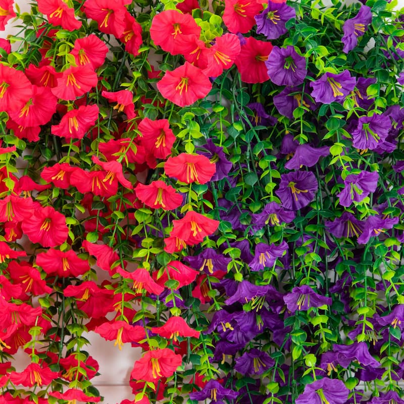 30-in UV Resistant Artificial Morning Glory Hanging Plant - Set of 6