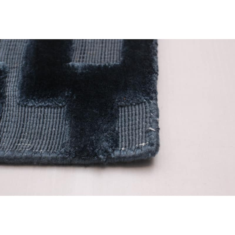 ECARPETGALLERY Hand Loomed Shimmer Navy Viscose Rug - 8'2 x 10'1