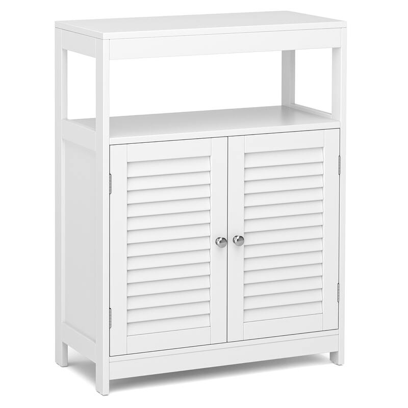 Costway Bathroom Floor Cabinet Free Standing Storage Organizer w/ - White