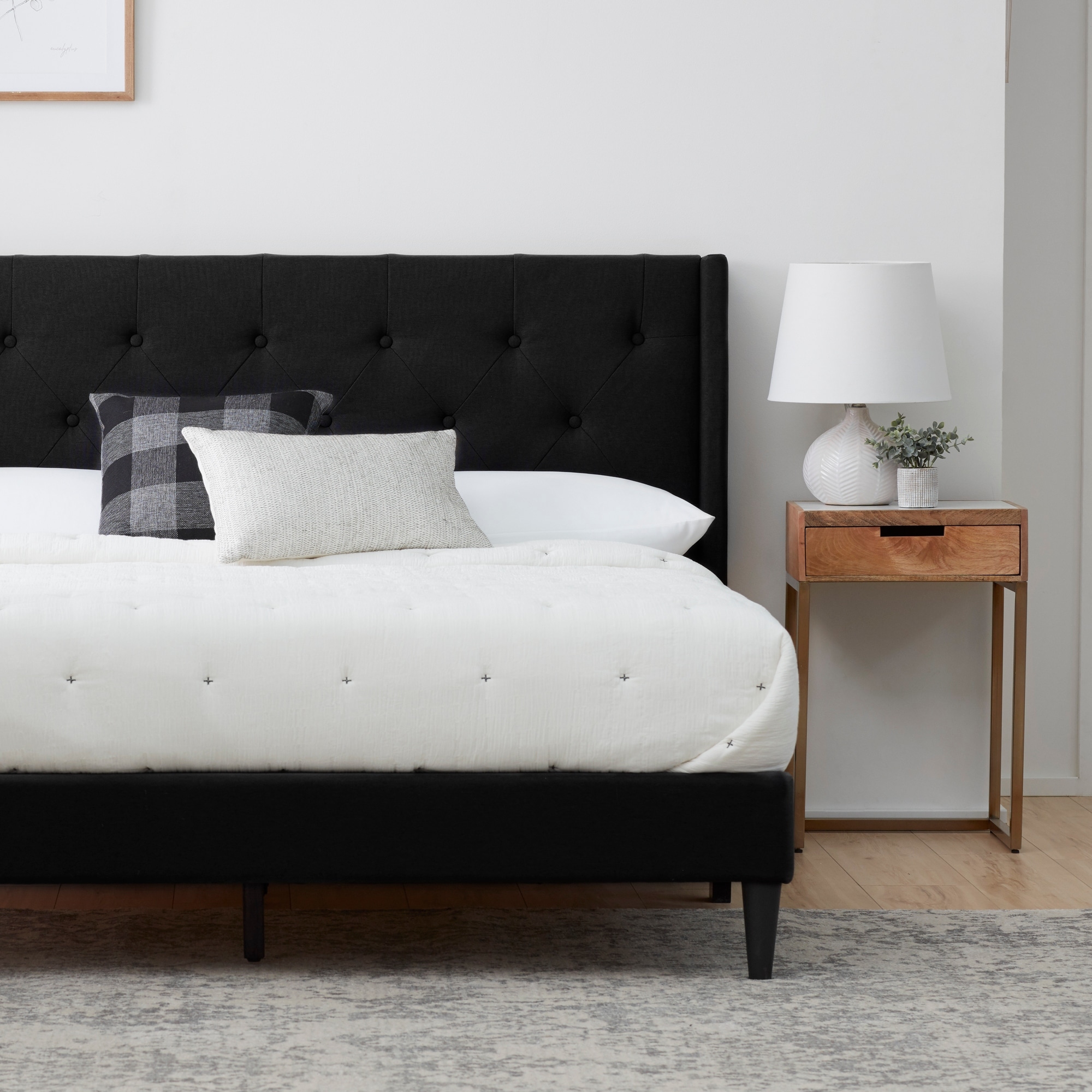 Brookside bella button tufted wingback upholstered bed hotsell