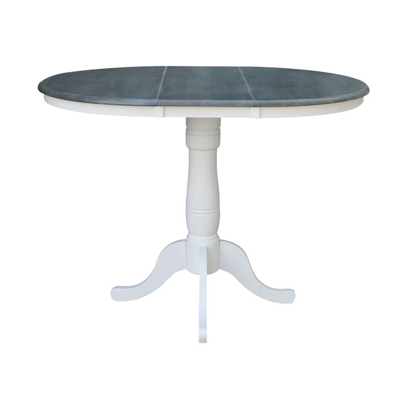 36" Round Extension Dining Table With 4 Emily Counter Height Stools - Set of 5 Pieces