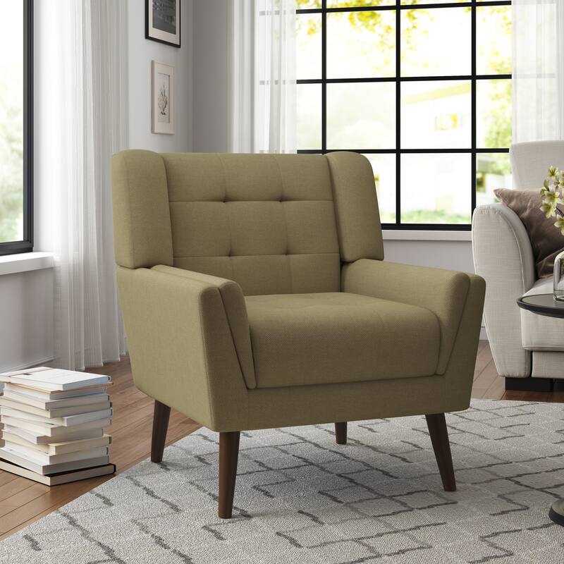 Mid Century Modern Upholstered Linen Accent chairs Armchair