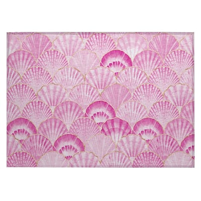 Indoor/ Outdoor Surfside Seashells Washable Rug New