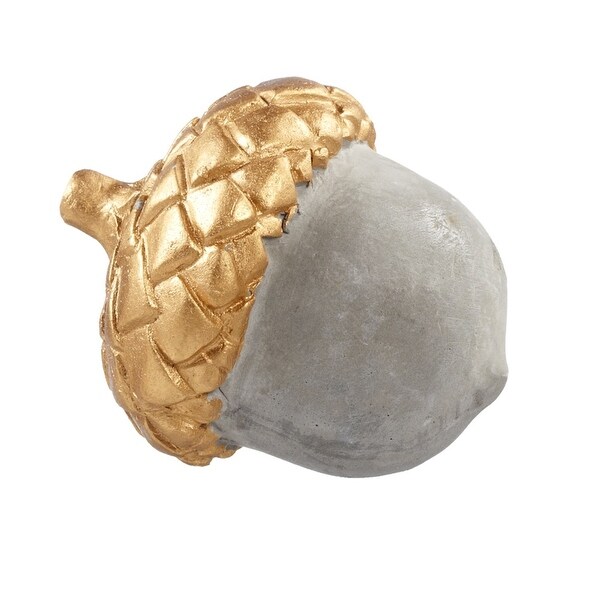Set of 12 Gray and Gold Distressed Matte Faux Concrete Acorn Small 2.75" - N/A