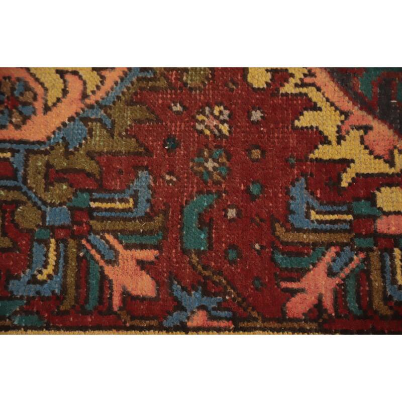 Hand Knotted Oriental 100% Wool Carpet Traditional Medallion Red Heriz Runner Rug - 10' 10'' X 2' 11''