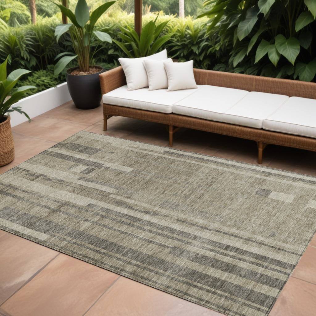 HomeRoots Striped Transitional Rectangle Outdoor Rug
