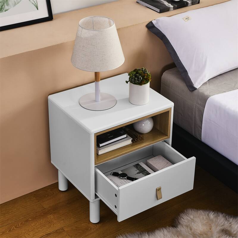 Single Drawer Bedside Table, Modern Wooden Style Bedside Table