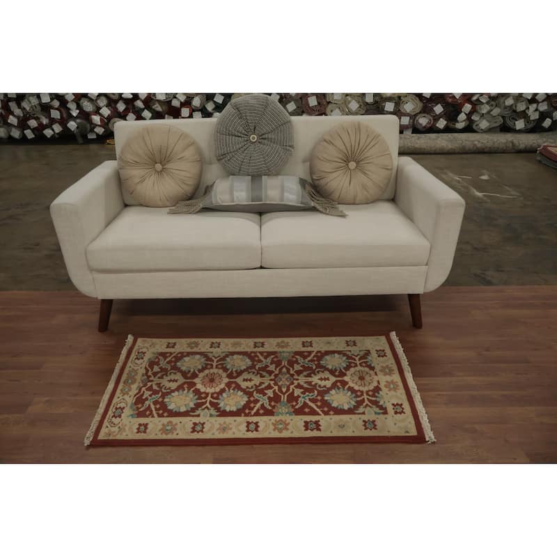 Hand Knotted Oriental 100% Wool Carpet Traditional All-Over Brown Ziegler Area Rug - 3' 8'' X 2' 0''