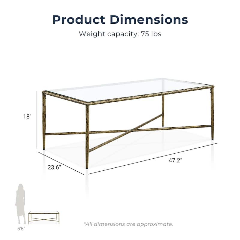 247 Shop At Home Lalia Modern Hammered Metal 3-Piece X-Brace Coffee Table Set