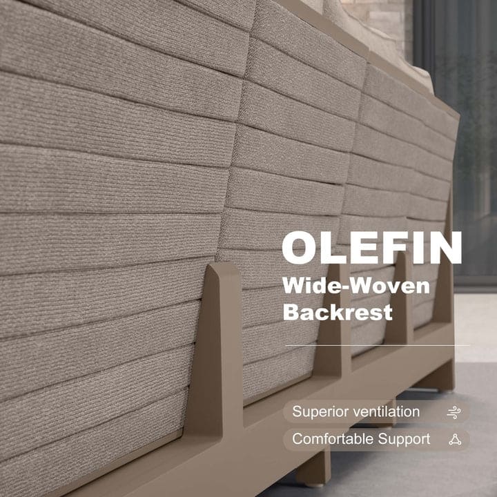 PURPLE LEAF Caesar Khaki Outdoor Couch with 9.6" Thick Cushion and Table for Yard Porch Deck Outdoor Patio Conversation Sets