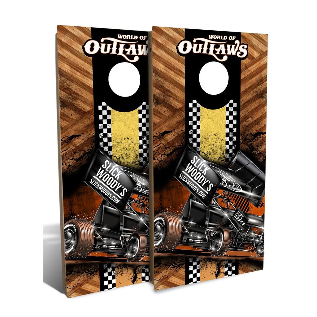 World of Outlaws Slick Woody's Sprint Car Backyard Cornhole Board Set (Includes 8 Bags) - N/A
