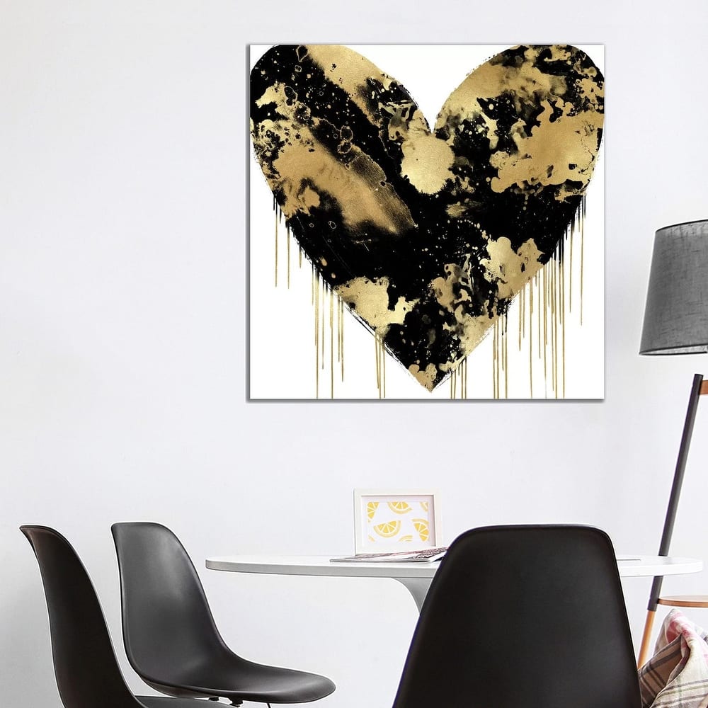 iCanvas "Big Hearted Black and Gold" by Lindsay Rodgers Canvas Print