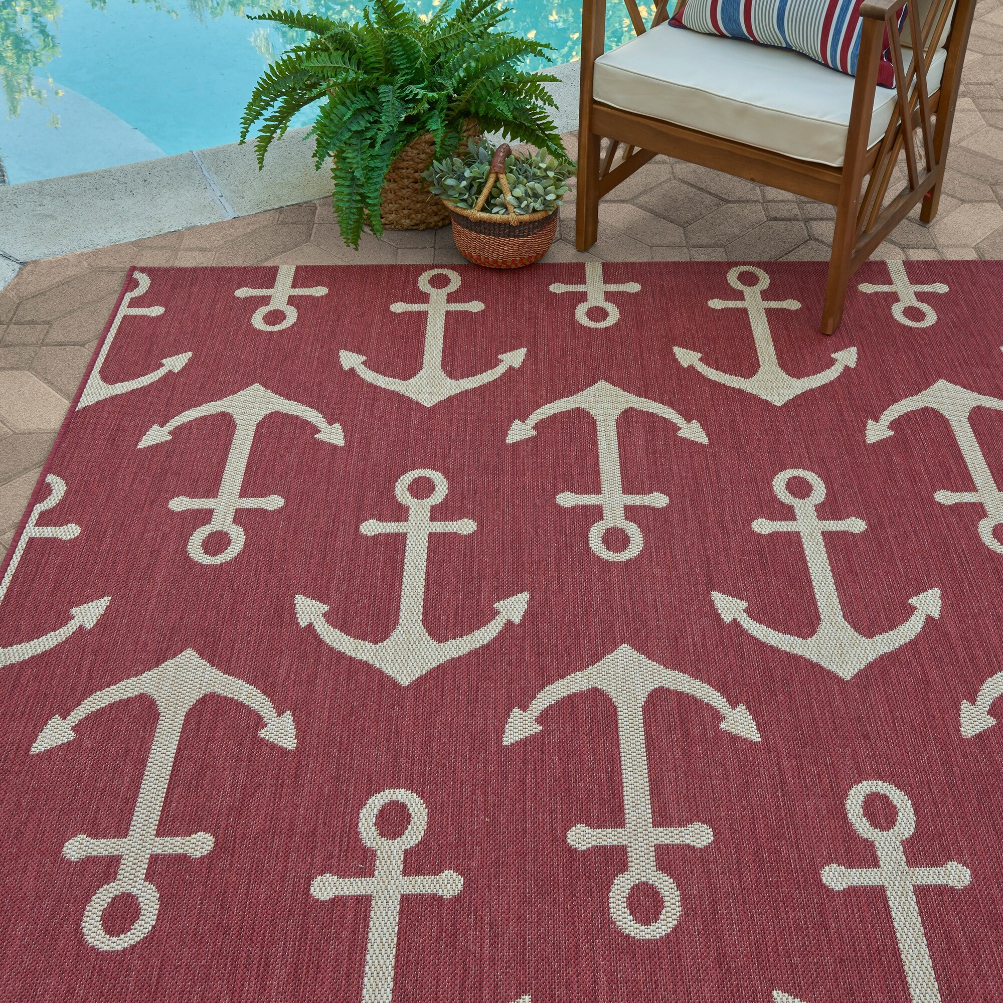 Maritime Nautical Red and White Anchor Pattern - Anchors Rug by Art by  Simplicity of life