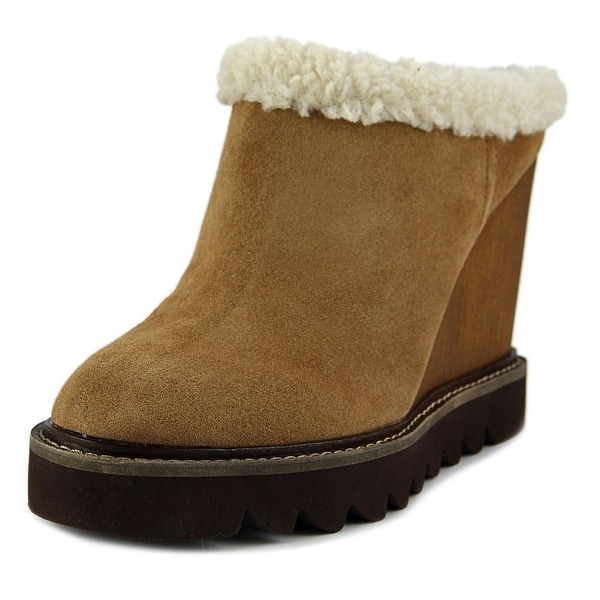 BCBGeneration Nerissa Women Open Toe Suede Tan Wedge Heel