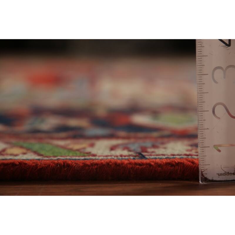 Orange Medallion Heriz Serapi Indian Rug Hand-Knotted Wool Carpet - 8'11"x 11'7"