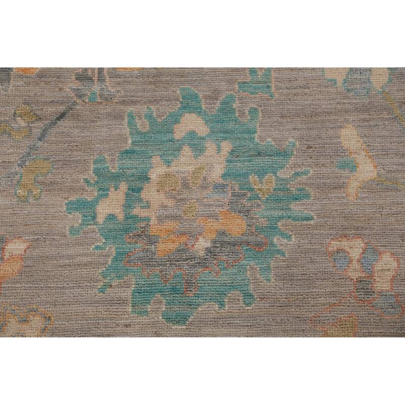 Hand Knotted Oriental 100% Wool Carpet Transitional All-Over Greys & Charcoal Oushak Area Rug - 11' 11'' X 9' 2''