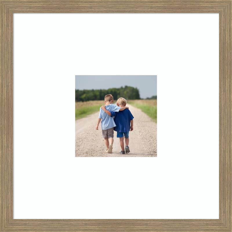 Woodgrain Stripe Blonde Framed Picture Frame, Photo Frame - 20x20 Matted to 8x8 - Woodgrain Stripe Mocha