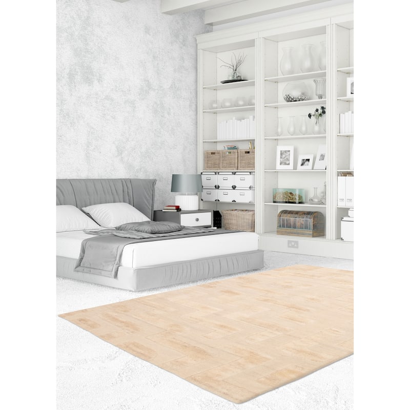 ECARPETGALLERY Hand-knotted Tangier Cream Wool Rug - 6'0 x 9'1