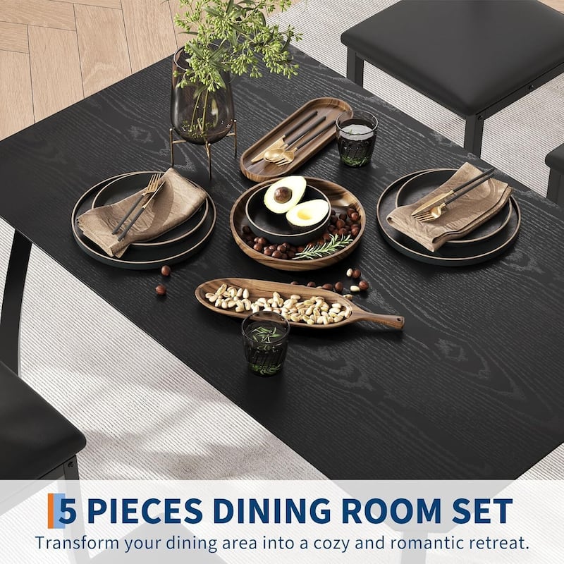 5 Piece Space-Saving Kitchen Dining Table Set for Small Spaces, Apartment