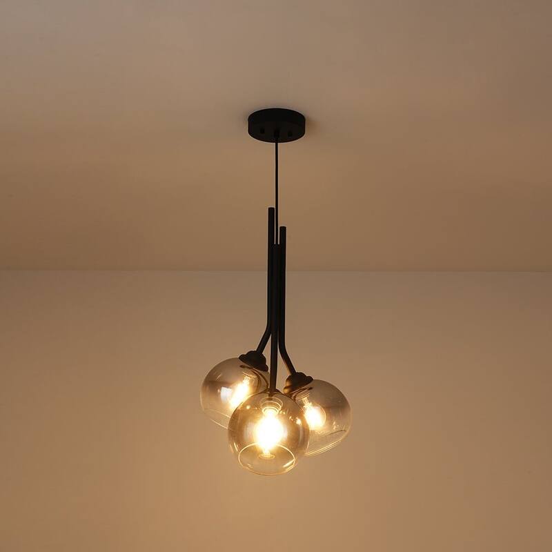 3-Light Contemporary Handcrafted Mirror Glass Pendant - N/A