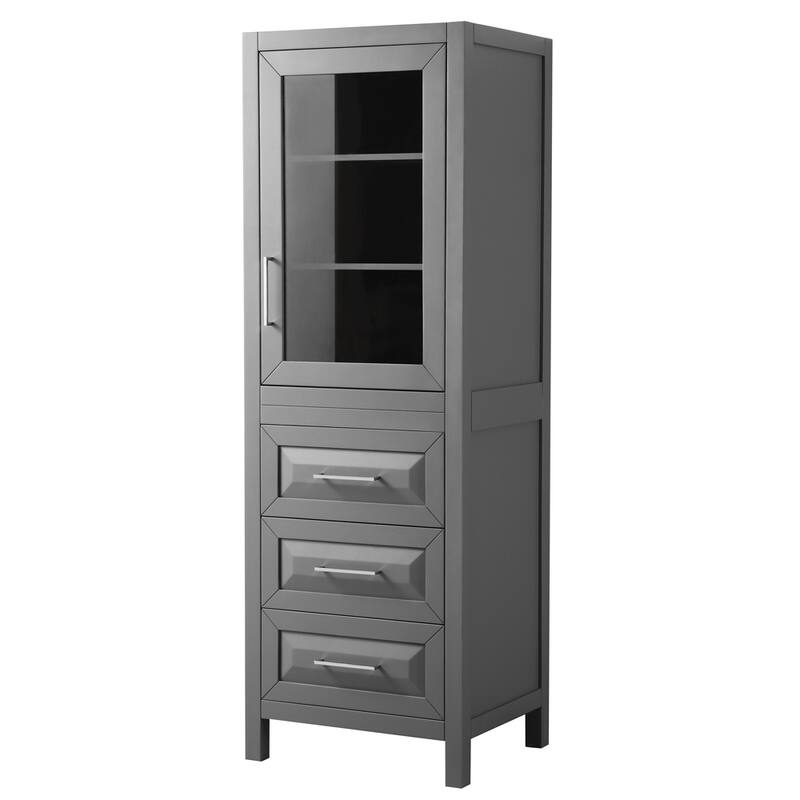 Daria Linen Tower with Cabinet Storage and 3 Drawers - Dark Gray, Polished Chrome Trim