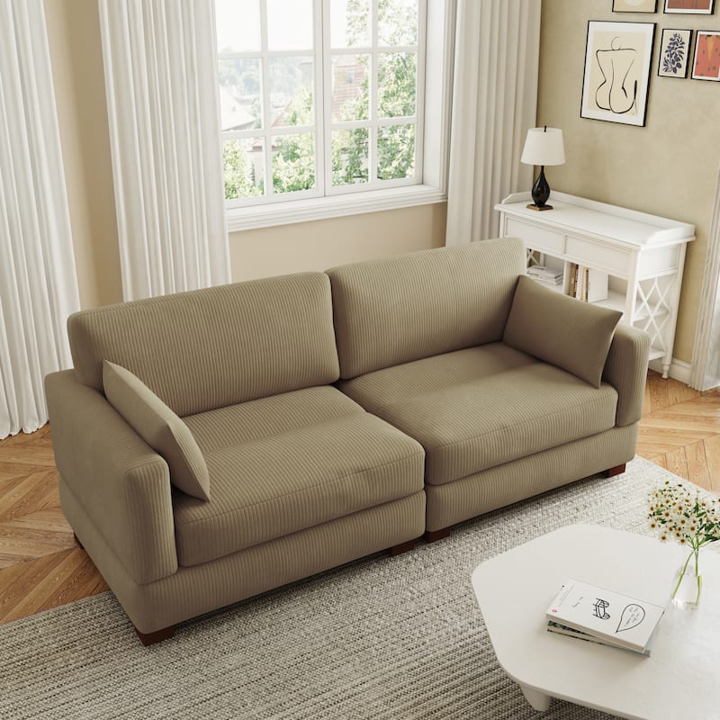 Corduroy Upholstered Modular Sectional Sofa for Living Room