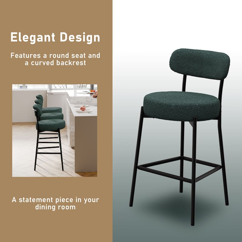 XINMICS 27 Inches Boucle Counter Height Bar Stools with Back