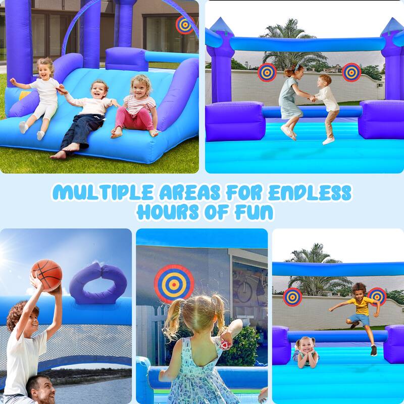15.3'x 12' 840D Large Bounce House Oxford Inflatable Bouncers with Blower & Slide