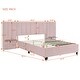 preview thumbnail 29 of 31, Upholstered Platform Bed with Oversized Headboard and Shelving