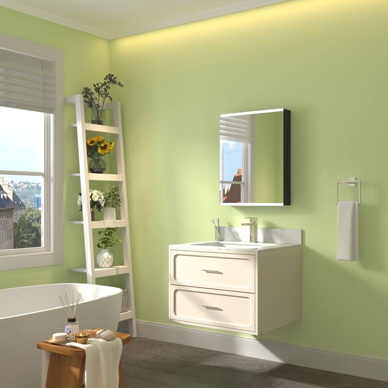 ExBrite LED Bathroom Medicine Cabinet with Mirror,Casement Door,Surface mounting only