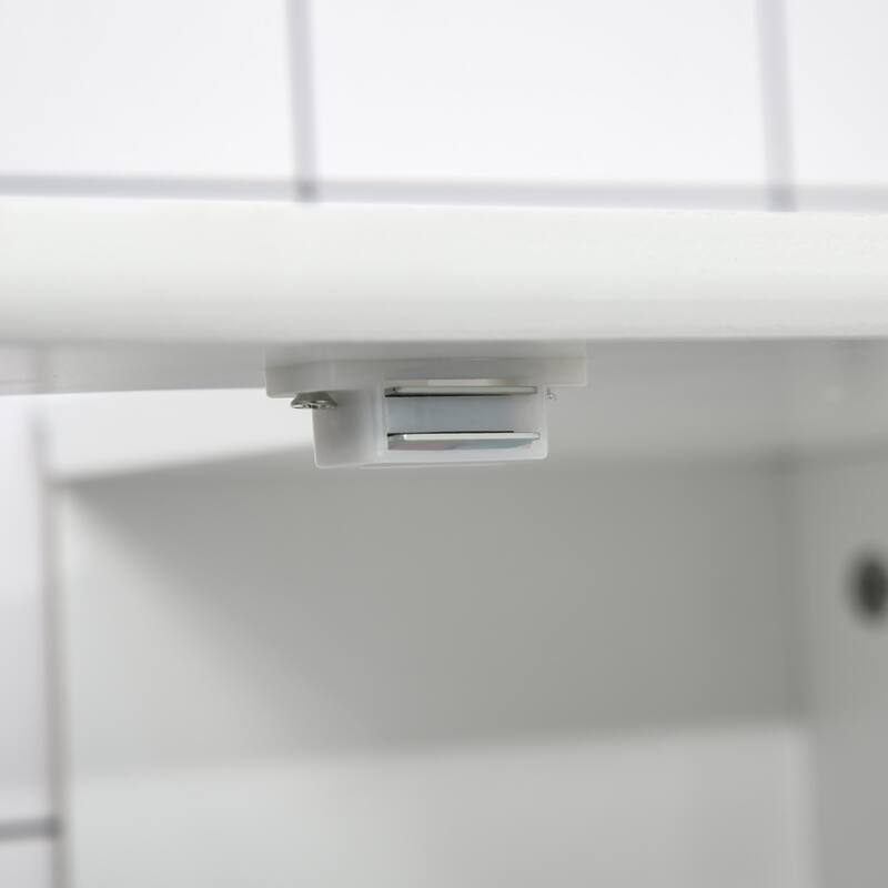kleankin Vanity Base Cabinet, Under-Sink Bathroom Cabinet Storage with U-Shape Cut-Out, White and Grey