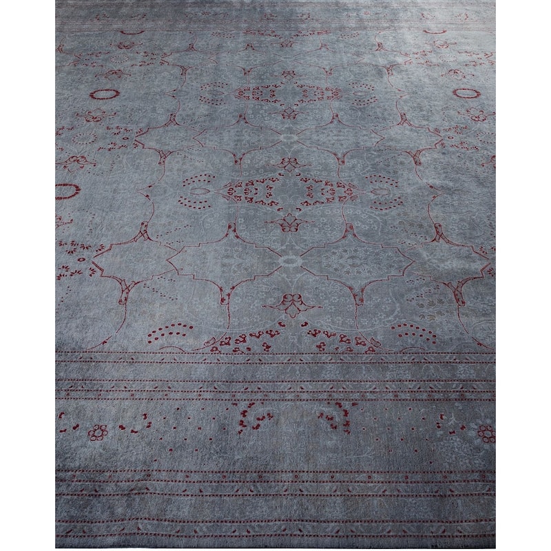 Overton Hand Knotted Wool Vintage Inspired Modern Contemporary Overdyed Gray Area Rug - 9' 1" x 12' 0"