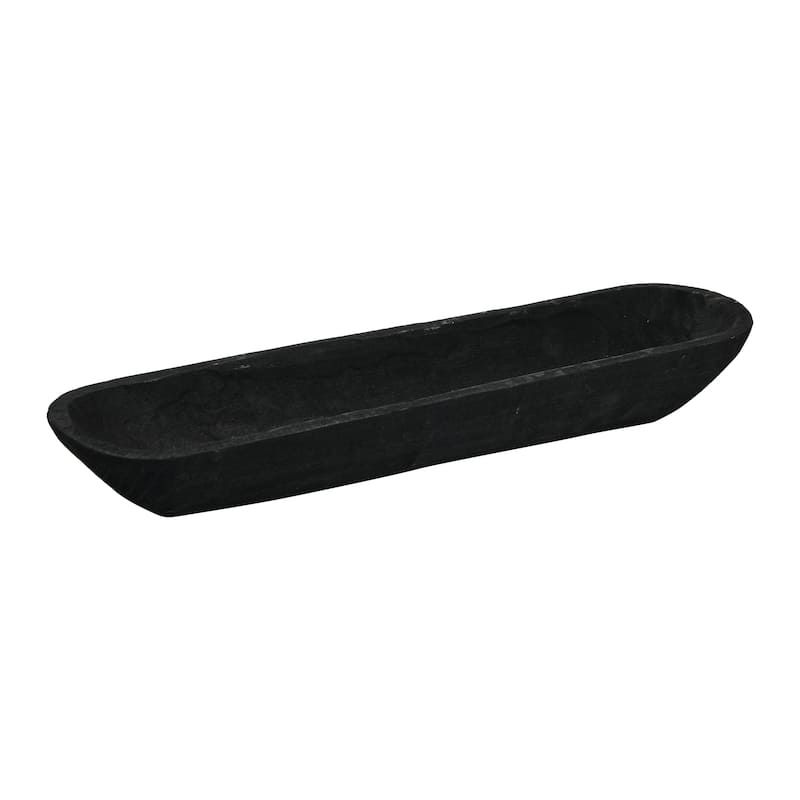 Decorative Paulownia Wood Tray - Black