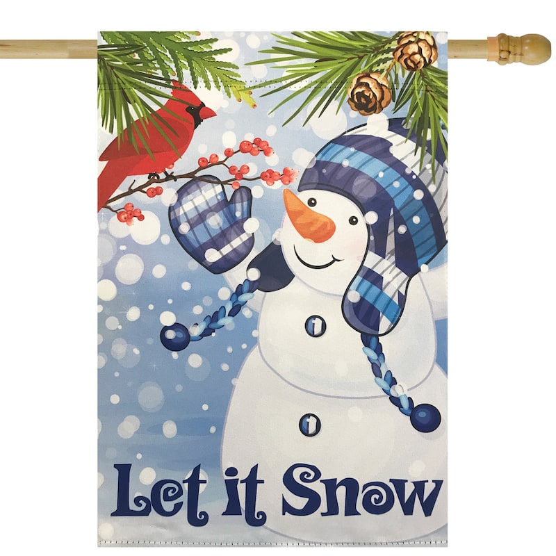 Snowman and Cardinal "Let it Snow" Christmas Outdoor Flag - 40" x 28" - 40" x 28"