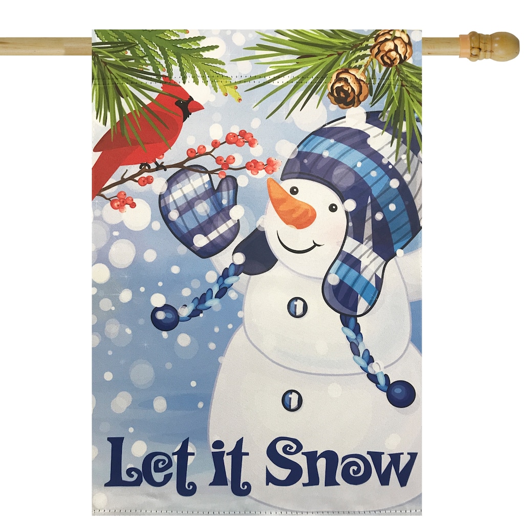 Snowman and Cardinal "Let it Snow" Christmas Outdoor Flag - 40" x 28" - 40" x 28"