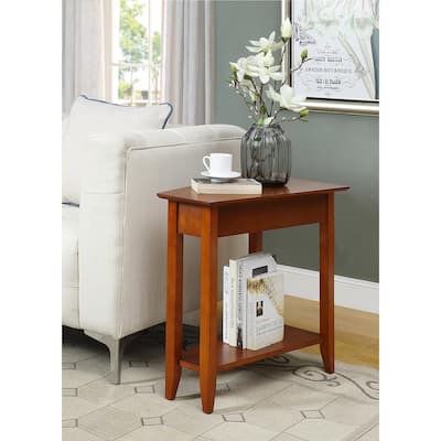 Wedge Shaped Accent End Table with Lower Shelf, Straight Legs and Smooth Finish Ideal for Living Room or Bedroom Corners - 16