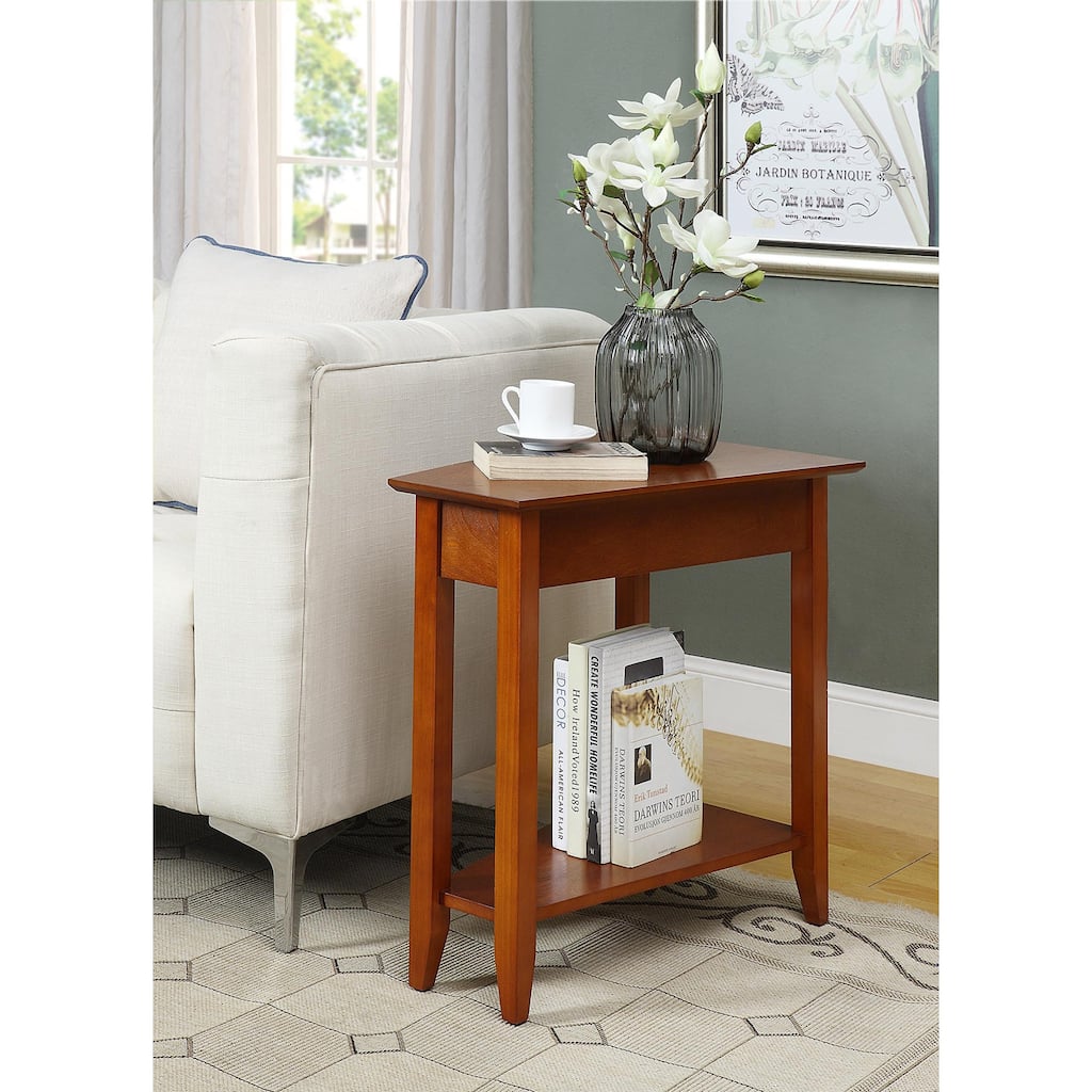 Wedge Shaped Accent End Table with Lower Shelf, Straight Legs and Smooth Finish Ideal for Living Room or Bedroom Corners - 16