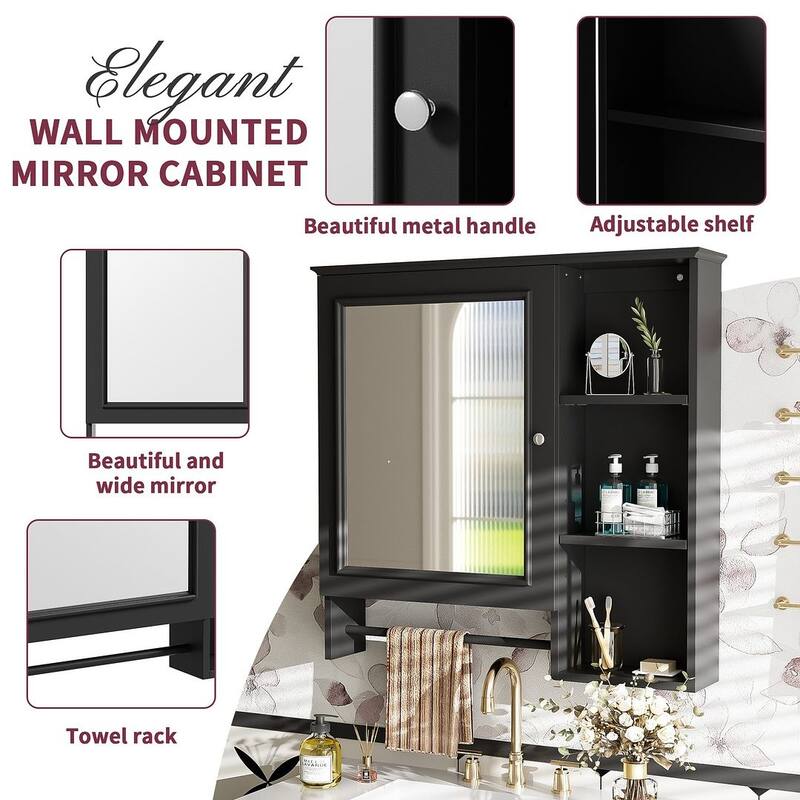 30'' Bathroom Vanity with Top Sink, Freestanding Vanity Set with Mirror Cabinet