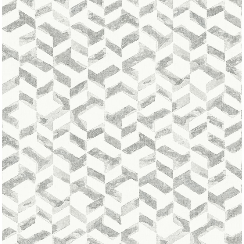 A-Street Prints Instep Platinum Abstract Geometric Wallpaper